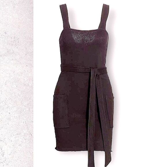 Anthropologie black summer tank dress w/ pockets cotton stretch NWT M/L - Picture 4 of 16